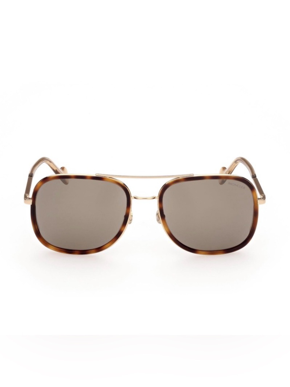 Moncler Brown Tortoiseshell and Gold Metal Sunglasses